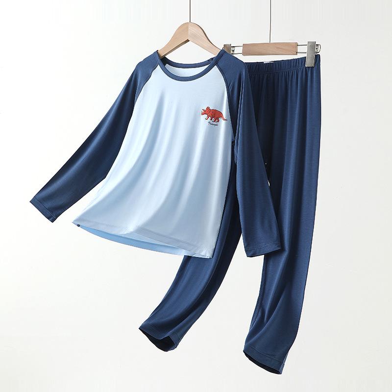 

Пижамы из лиоцелла весна и лето - унисекс, детская, свободная, защита живота для подростков 130 (Height 120-130cm / Weight 25-30kg)