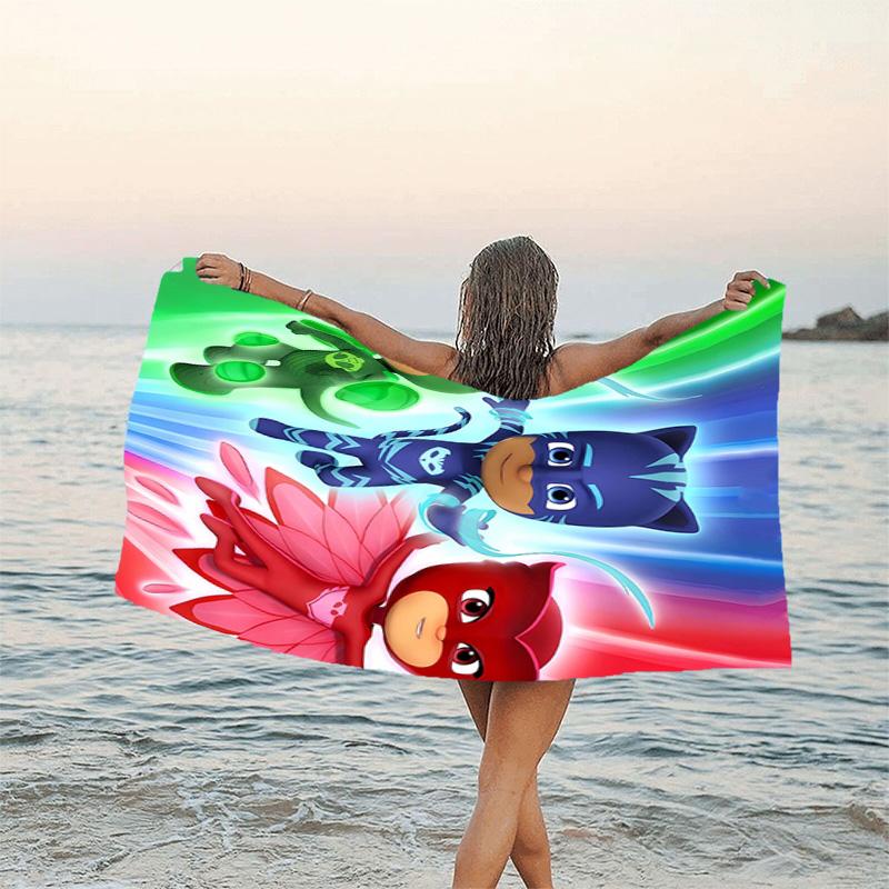 1pc PJ Marks1 Beach Towel, Beach and Seaside Swimming Pool Equipment, Fashion Pattern, Rectangular, Travel Essentials