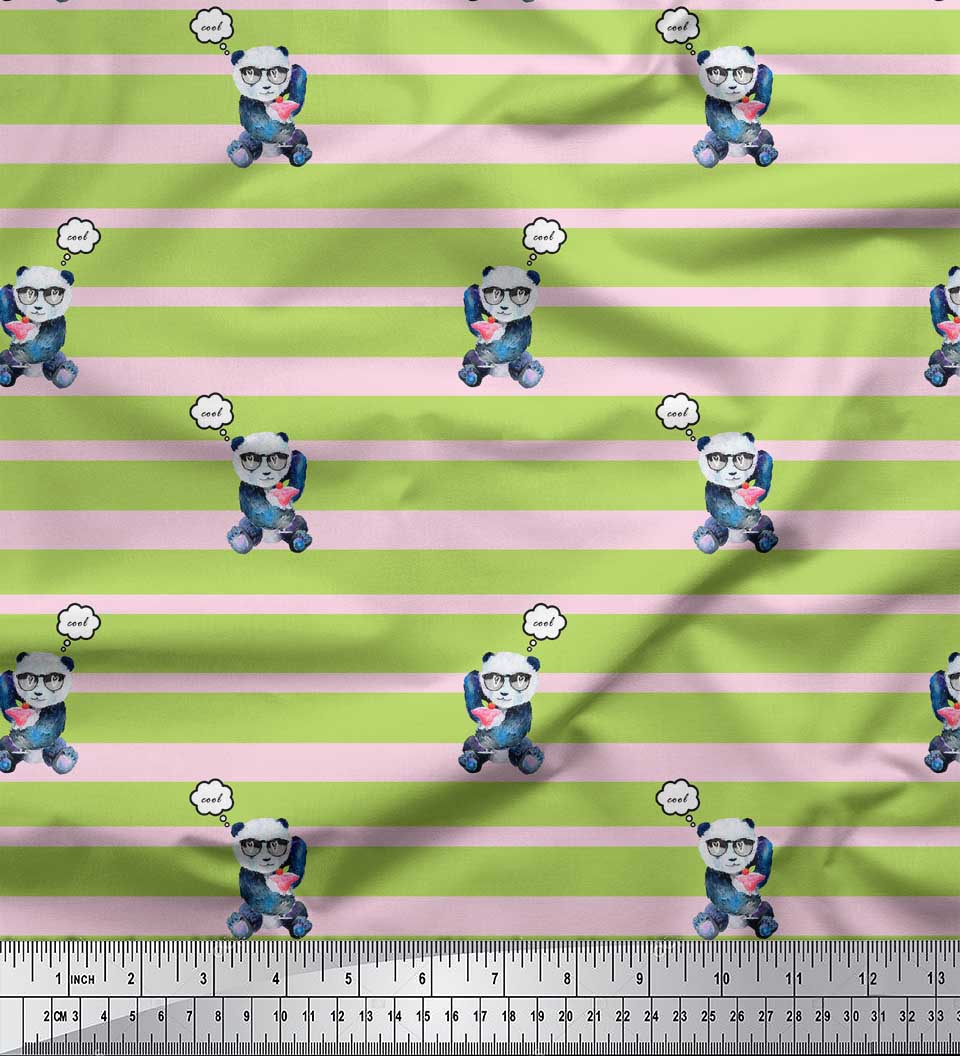 

Тканина Soimoi Purple Japan Crepe Satin Тканина Panda & Stripe Print на метри 42 дюйма 42 Inch Wide - Poly Crepe зелений