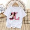 Summer Style Minnie Cute Letter-printed Children's T-shirt - Cotton Children's Clothing - Suitable for Girls' Short-sleeved Top