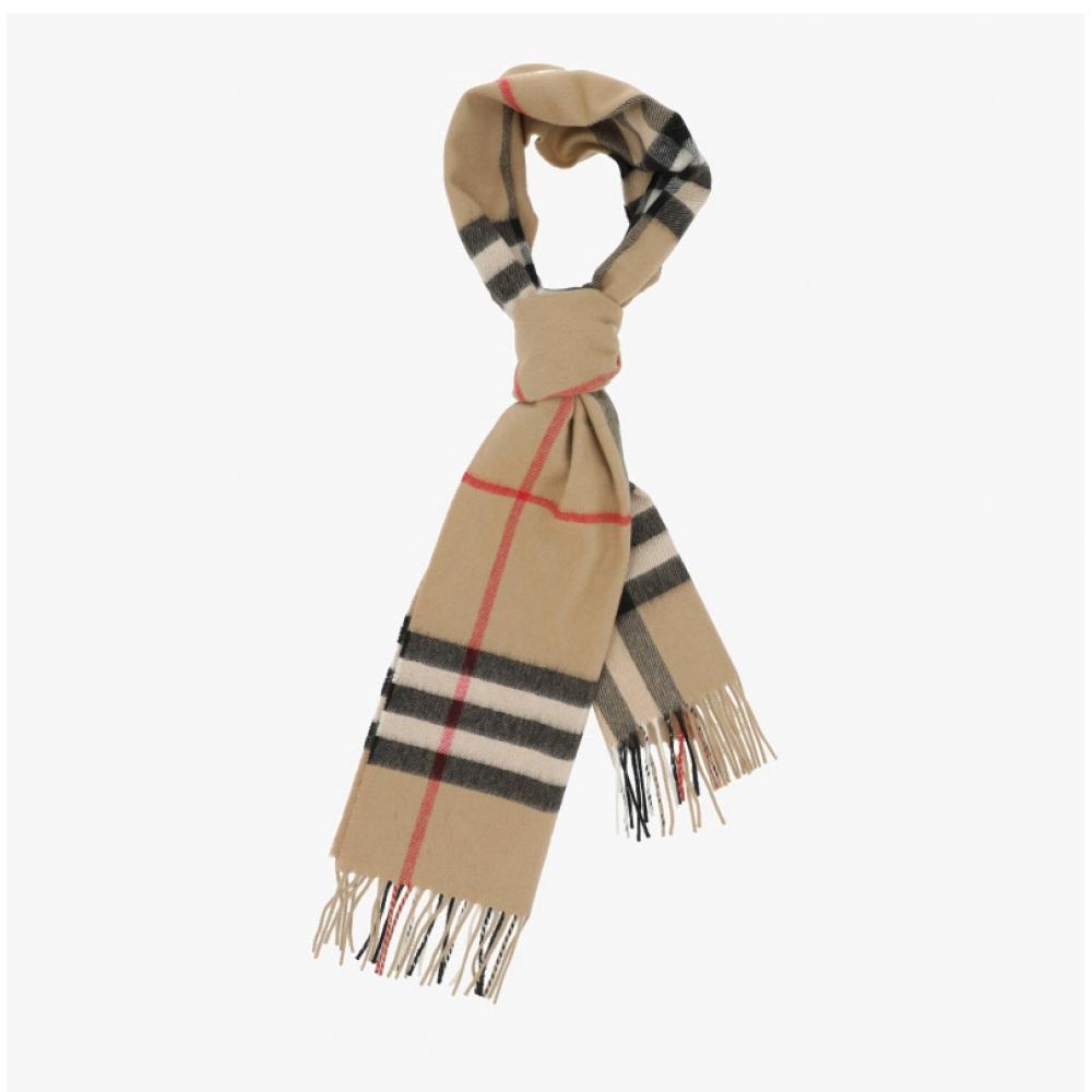 Burberry 8076576 A7026 Check Cashmere Fringe Muffler