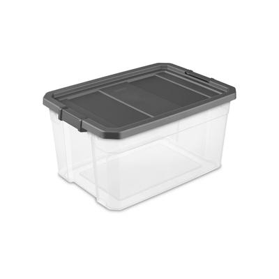 Heavy Duty Clear Plastic Stacker Storage Box with Lid Secure Latching System Ideal Organizing Garage Closet and Attic