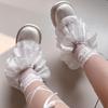Women's Ruffle Lace Leg Warmers Mesh Flared Leg Sleeves Boot Cuffs Over the Calf Socks Sweet Leg Socks Streetwears