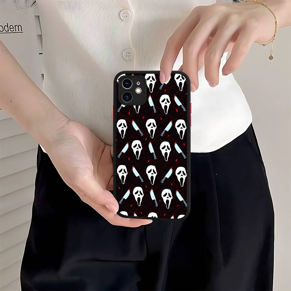 Ghost Face Art Scream Phone Case For IPhone 16 15 14 Plus 15 13 12 11 Pro Max X XS MAX Matte Cover