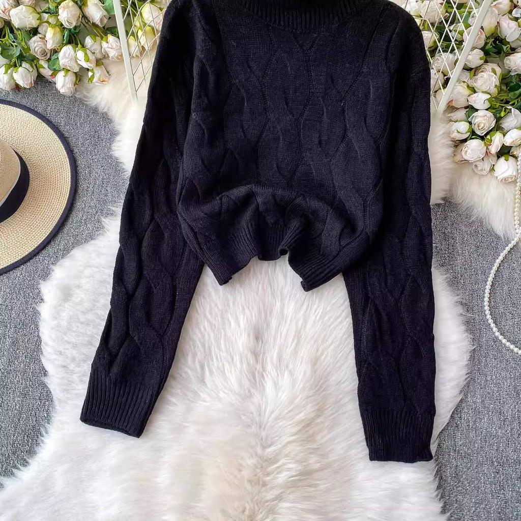 Autumn 2 Piece Set Turtleneck Sweater For Women Casual Fashion Style Chic Weave Top + High Waist Elegant Long Skirt
