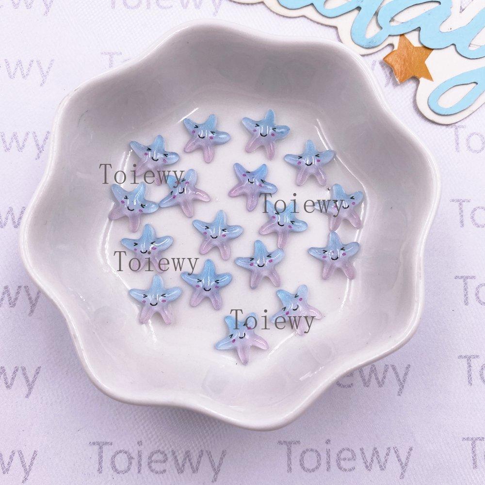 100pcs Resin Mini Colorful Kawaii Starfish Art Nail Flat back Star Rhinestone Accessories Scrapbook DIY Wedding Christmas Crafts