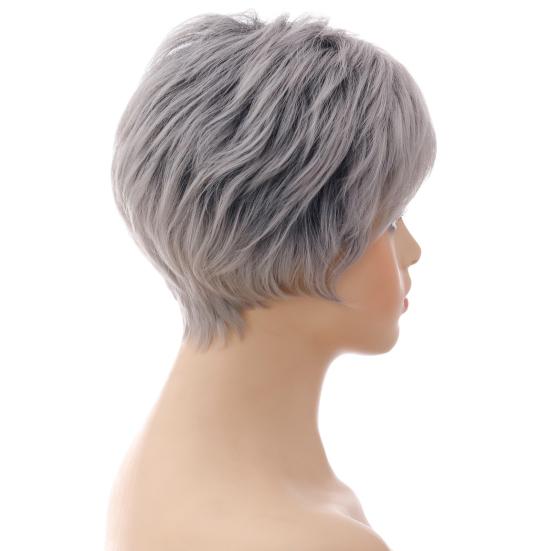 Colored Wig Natural Silver Grey Color Fluffy Realistic Trendy Cosmetics Accessory High Temperature Silk Short Hair Women Wig