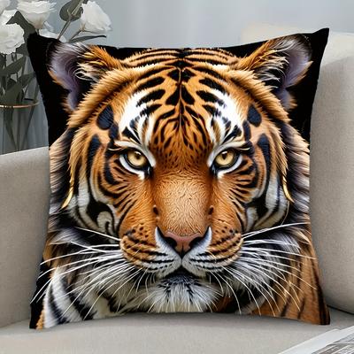 1 Funda de Cojín Decorativo Estampada de Tigre Mirando Majestuosamente, Adecuada Para Sofá, Dormitorio, Sala de Estar, Regalo Genial Para Amantes de los Grandes Felinos.