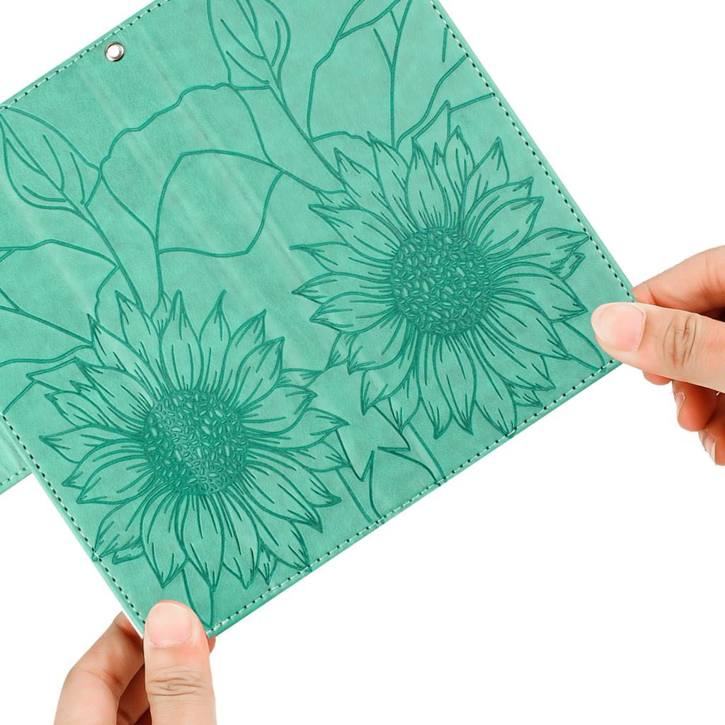 PU Leather Protective Case Emboss Sunflower Folio Magnetic Card Slots Holder Kickstand Wrist Strap Flip Case for Nokia G22 G11 G21 G60