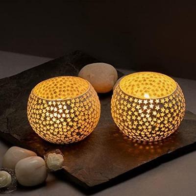 2 Set of Turkish Mosaic Glass Candle Holders Candlesticks Christmas Decorations Items