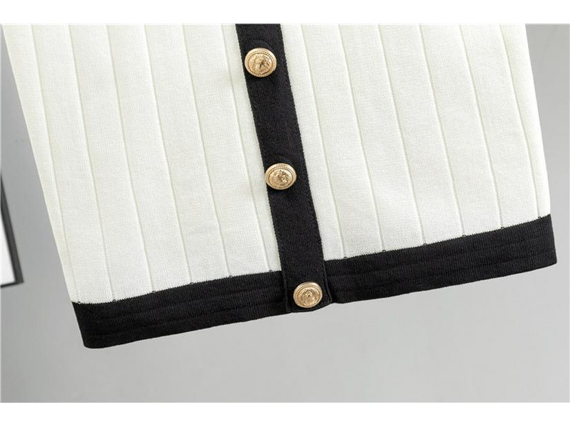 Elegantní francouzská společenská midi sukně a pletený kardigan dvoudílný set pro ženy - Podzimní/zimní kolekce