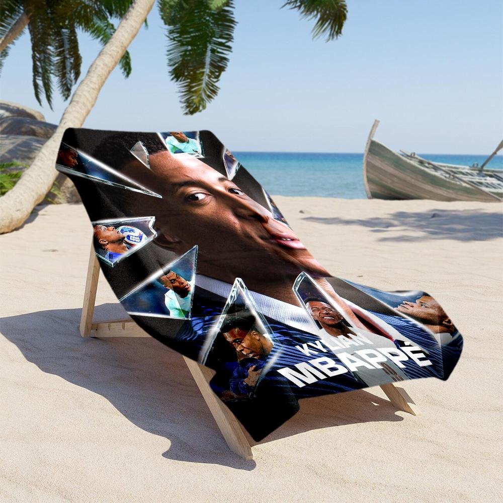 Star Player Kylian Mbappé Beach Towel Super Soft Absorbent Comfortable Lightweight Suitable for Swimming Gym Camping Yoga Vacation