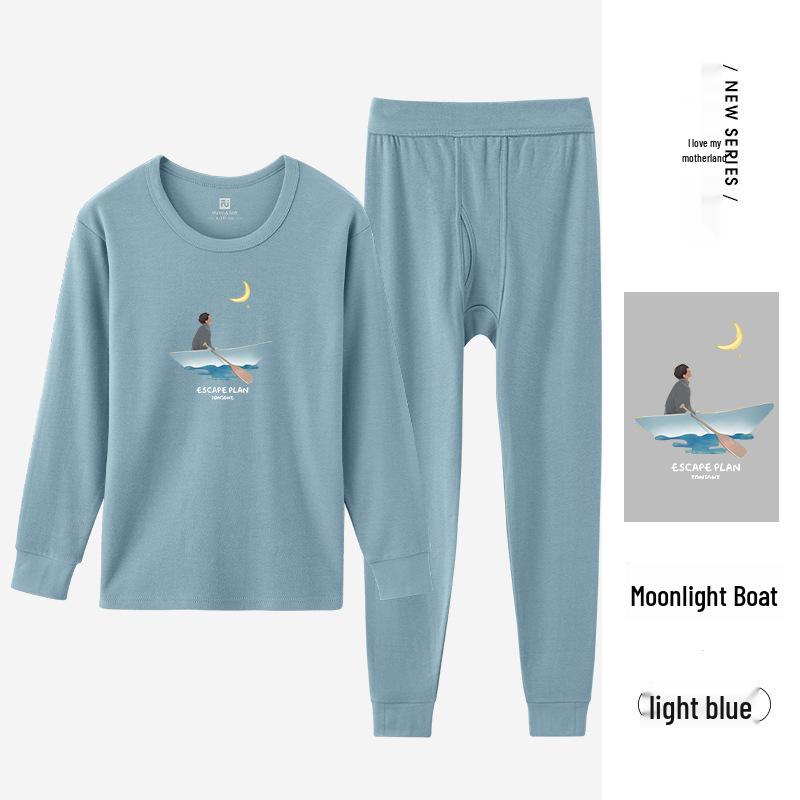 Men's Cotton Thermal Underwear Set for Autumn & Winter – Youth Round Neck Antibacterial