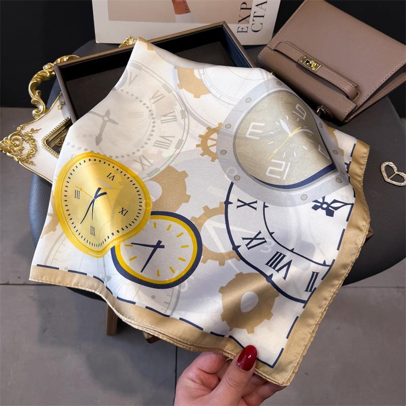 Luxury Temperament Rose Scarf, Spring and Autumn Women's Neck Protection, Scarf, Sunscreen Shawl, New Imitation Silk 71cm Square Scarf