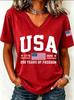 European and American Style Women's Clothing Casual V-neck Short-sleeved T-shirt D Digital Printing Source Wholesale