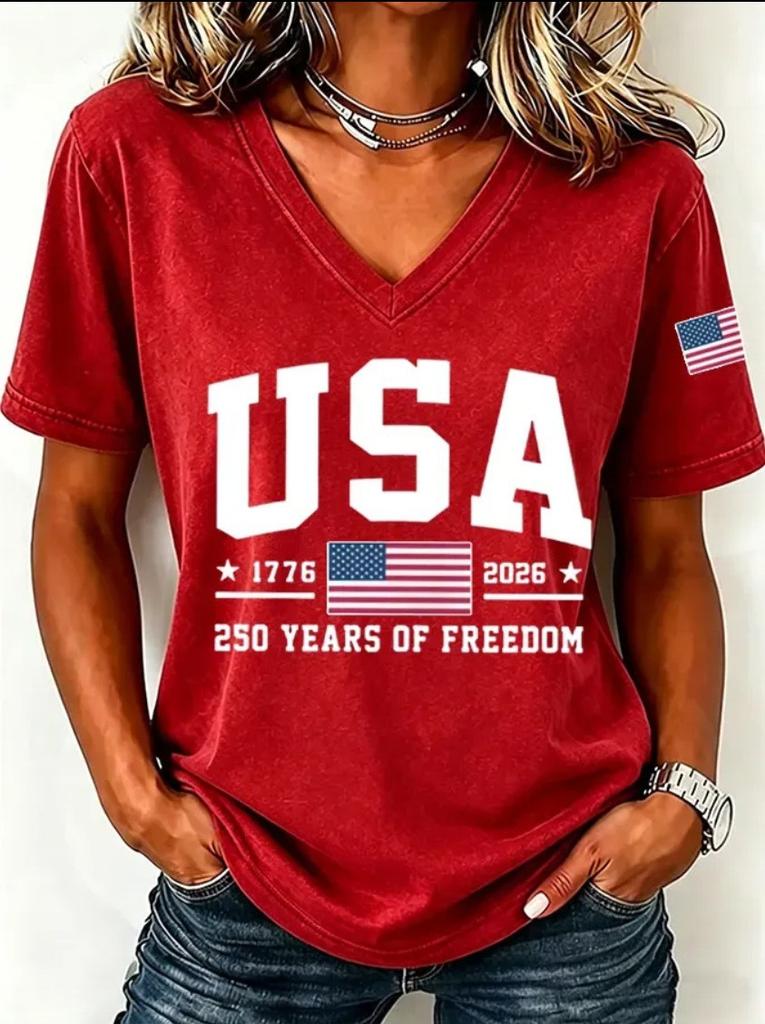 European and American Style Women's Clothing Casual V-neck Short-sleeved T-shirt D Digital Printing Source Wholesale