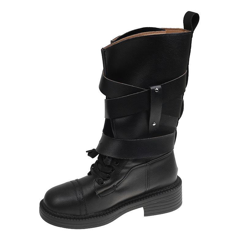 Retro British Martin boots women's 2025 autumn new thick heel belt buckle short boots locomotive boots versatile boots tide