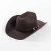Europe, America, Autumn and Winter New Fashion Casual Belt Buckle Upturned Edge Big Brim Wool Felt Denim Hat Outdoor Warm Top Hat Tide