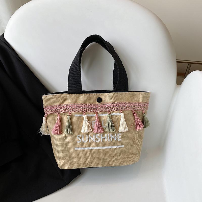 Cotton Linen Tote Bag With Letter Pattern For Daily Casual Fashion Girls
