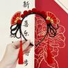 Braid Hair Children Wig Headband Flower Red Bow Hairband Cute Chinese New Year Headwear  Girls