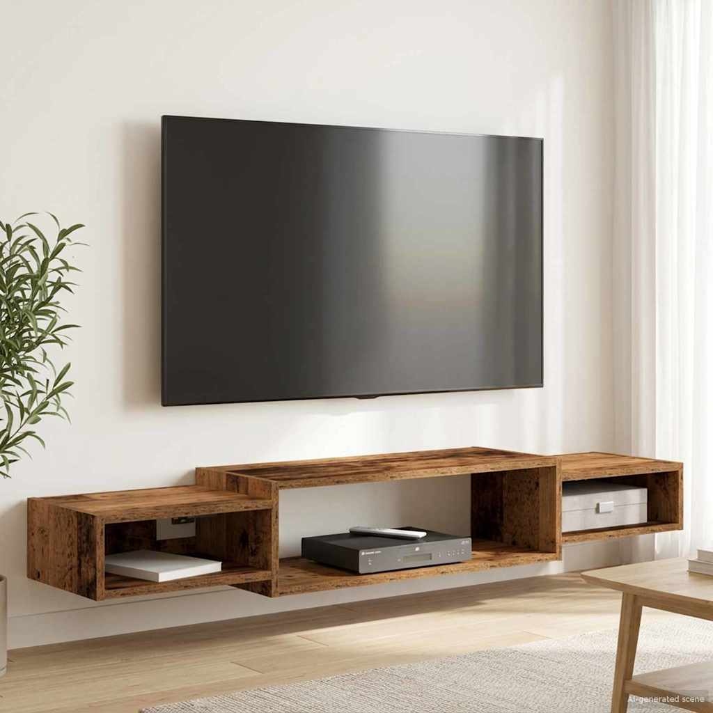 Wall Mounted TV Cabinet Wall Bracket Reclaimed Wood