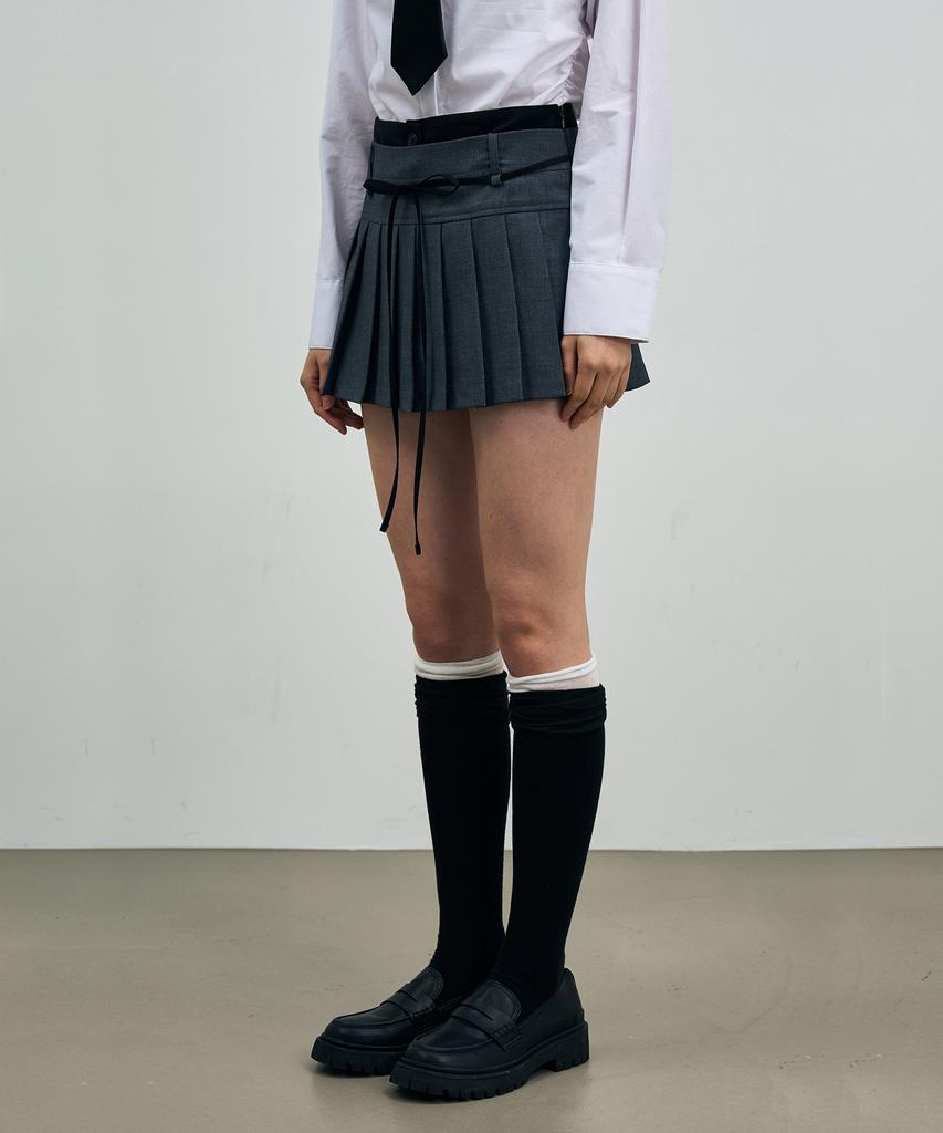 Alikim Scarlet Pleats Skirt Pants / Charcoal