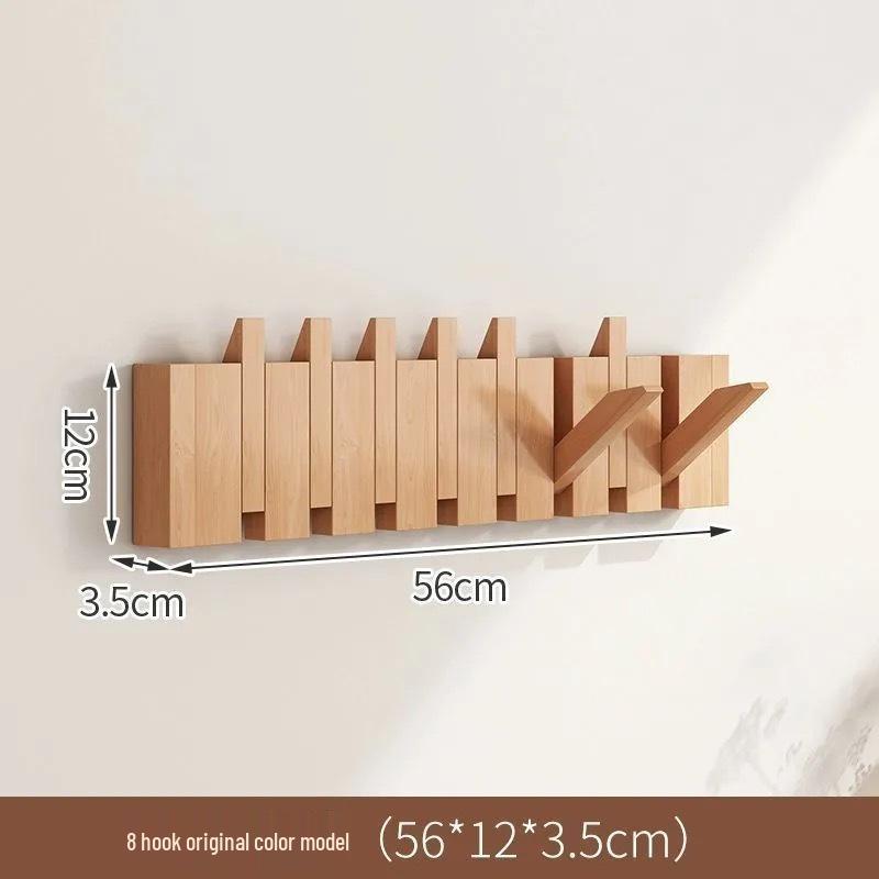 Solid Wood Wall-Mounted Piano Key Coat Hook - No-Drill Storage Rack for Clothes & Hats