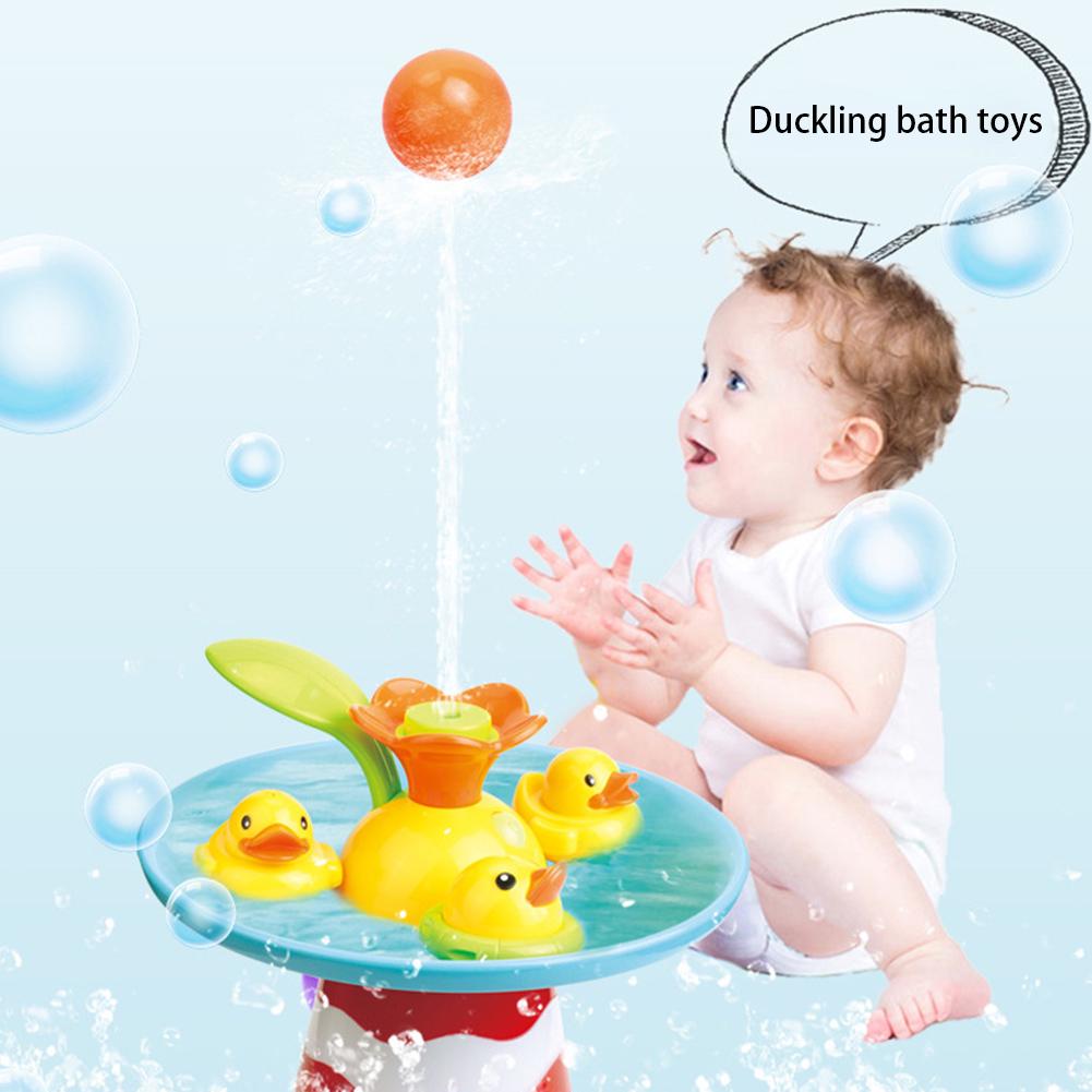 لعبة حمام الطفل بطة كهربائية بارك مع شلال نافورة تلقائية مضخة مياه وبط كرتوني للطفل