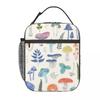 Plant Mushroom Pattern Insulated Lunch Bag for Kids School Cooler Thermal Food Box Tote Leakproof Lunch Boxes Container
