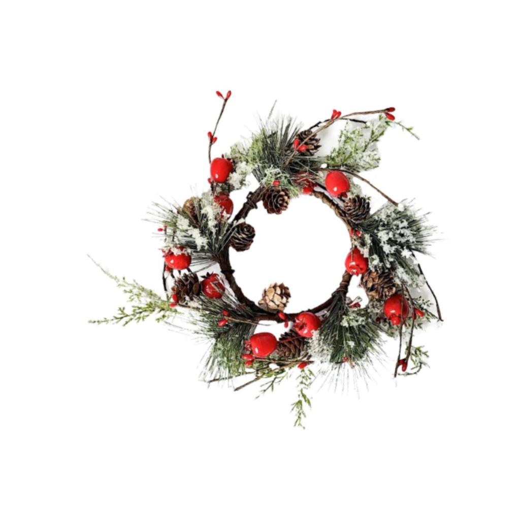 Christmas Candle Ring Wreath Cabinet Wreath for Window Wall Decor Wedding