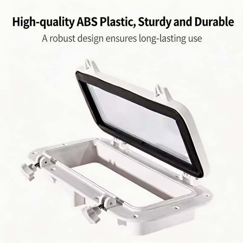 Rectangular 40x20 ABS Plastic Boat Porthole Window Tempered Glass Watertight Hatch Yacht RV Marine Vessel Black White Accessory