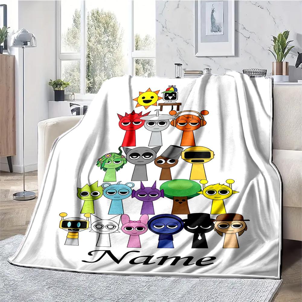 Custom Name Sprunki Theme Printed Blanket - Perfect for Couch, Bed, Travel & Outdoor Use | Machine Washable, Cozy & Durable.