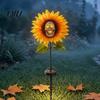 Solar Garden Lights Outdoor Waterproof Stake Light, Gothic Skull And Sunflower Statue Lamp, Halloween Decor LED Landscape for Patio Lawn Yard Pathway