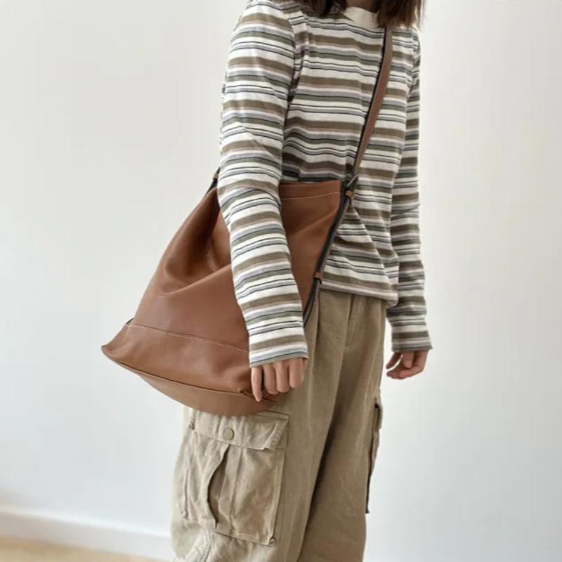 Johnature Leisure Large Capacity Soft Cowhide Women's Bag Genuine Leather Texture Versatile Shoulder Bag