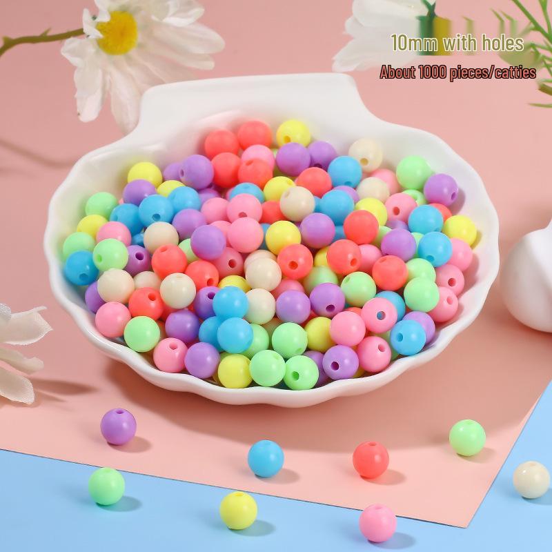 Solid Color Round Acrylic Beads for DIY Bracelets - Jewelry Accessories