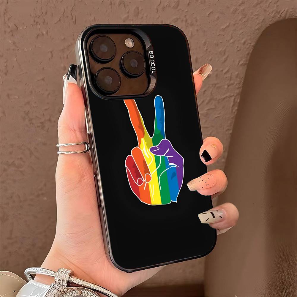 LGBT Rainbow Pride phone case for iPhone 17 17Air 16 15 14 13 12 11 Pro Max Plus Colorful Silver