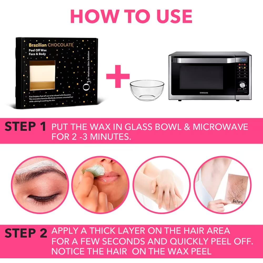 O3+ Brazilian Chocolate Strip-less Peel Off Wax 330 g Smooth Hair Removal Nourishing Wax