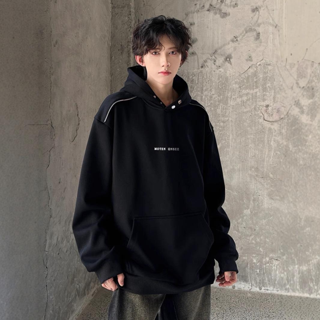 American High Street Men s Trendy Zipper Hoodie - Autumn/Winter Cleanfit Niche Design XL