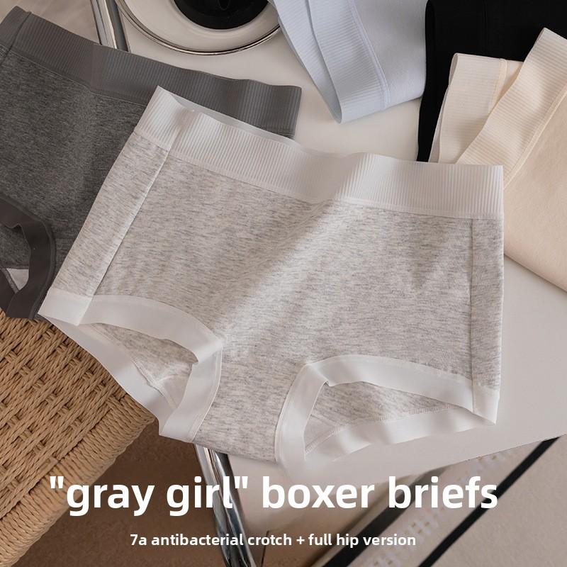 Women's Spring and Autumn Pure Cotton 7A Antibacterial Crotch Hips Mid Waist Flat Angle Underwear