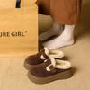 Thick-soled Bag Head Half Slippers for Women To Wear Winter New Fashion Lazy Plush Cotton Shoes