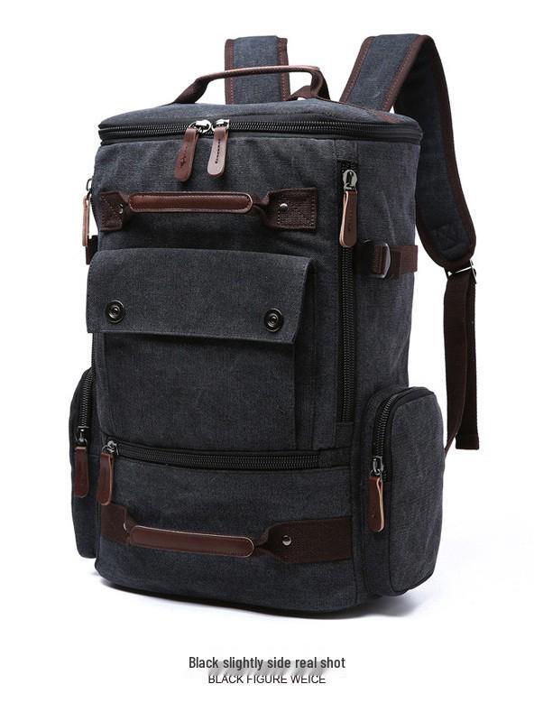 Korean Style Men's Canvas Backpack: Large Capacity, Multifunctional for Travel & Hiking