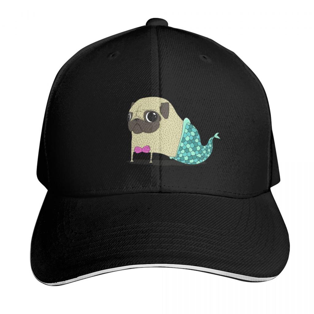 Mermaid Pug Baseball Cap Fishing Caps Unisex Dad Hat Hard Hat Sun Caps Hats Women Unisexs