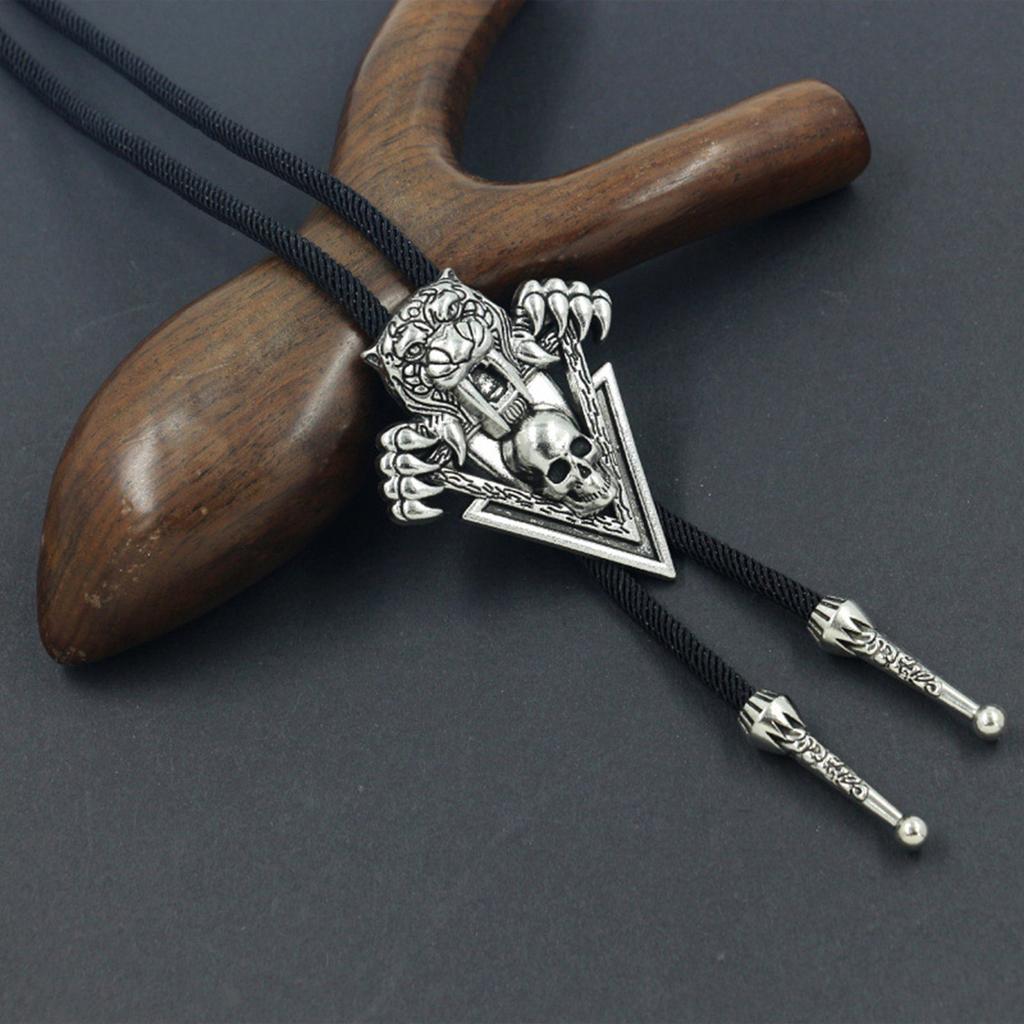 Classical Silver Metal Pendant Bolo Tie Rope Tie for Various Neck Styling Men's Neck Tie at Parties and Everyday Wear