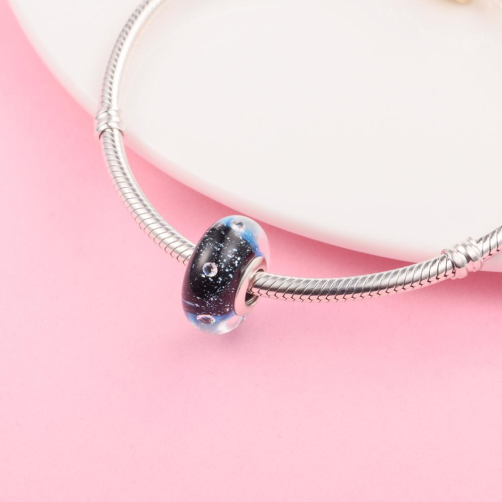 Passend für Europa-Armband-Charms aus 925er-Sterlingsilber, Mitternachts-Brause-Glasperlen, Damen-DIY-Schmuckherstellung