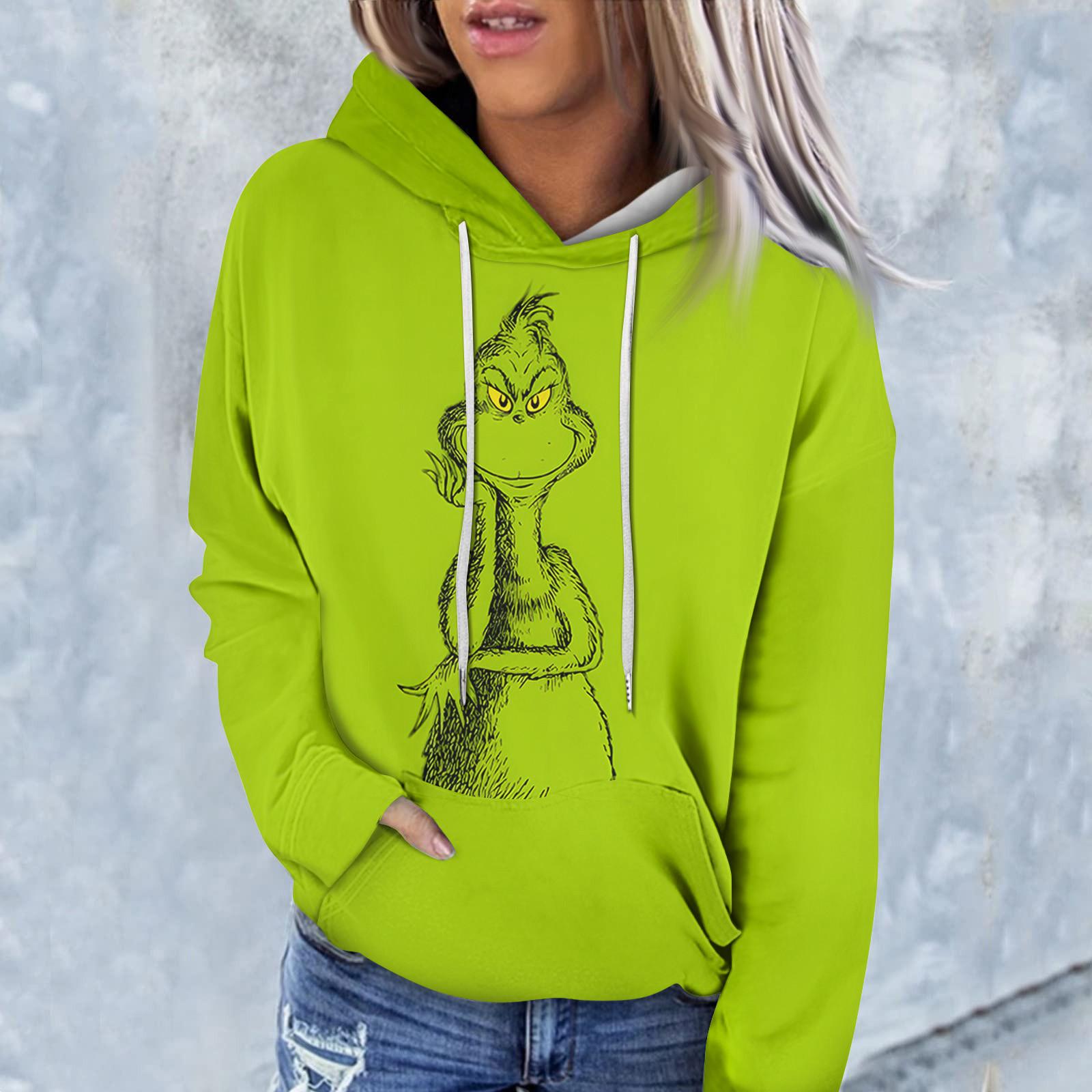 

Женская модная повседневная толстовка с длинным рукавом и рождественским принтом M