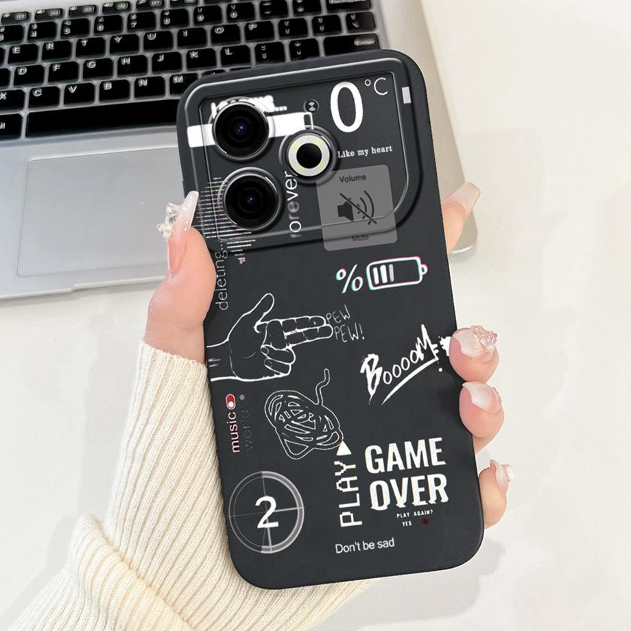 For Tecno Pova 6 Neo Pova6Neo Case Liquid Silicone Soft TPU Back Cover 2024 Fashion Phone Funda Gothic Black Night Bumper