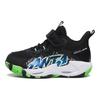 Anta Wind Tunnel Comfortable Versatile Shock Absorption Mid-Top Kids Basketball Shoes Kids Sneaker Black Green 312319951-4