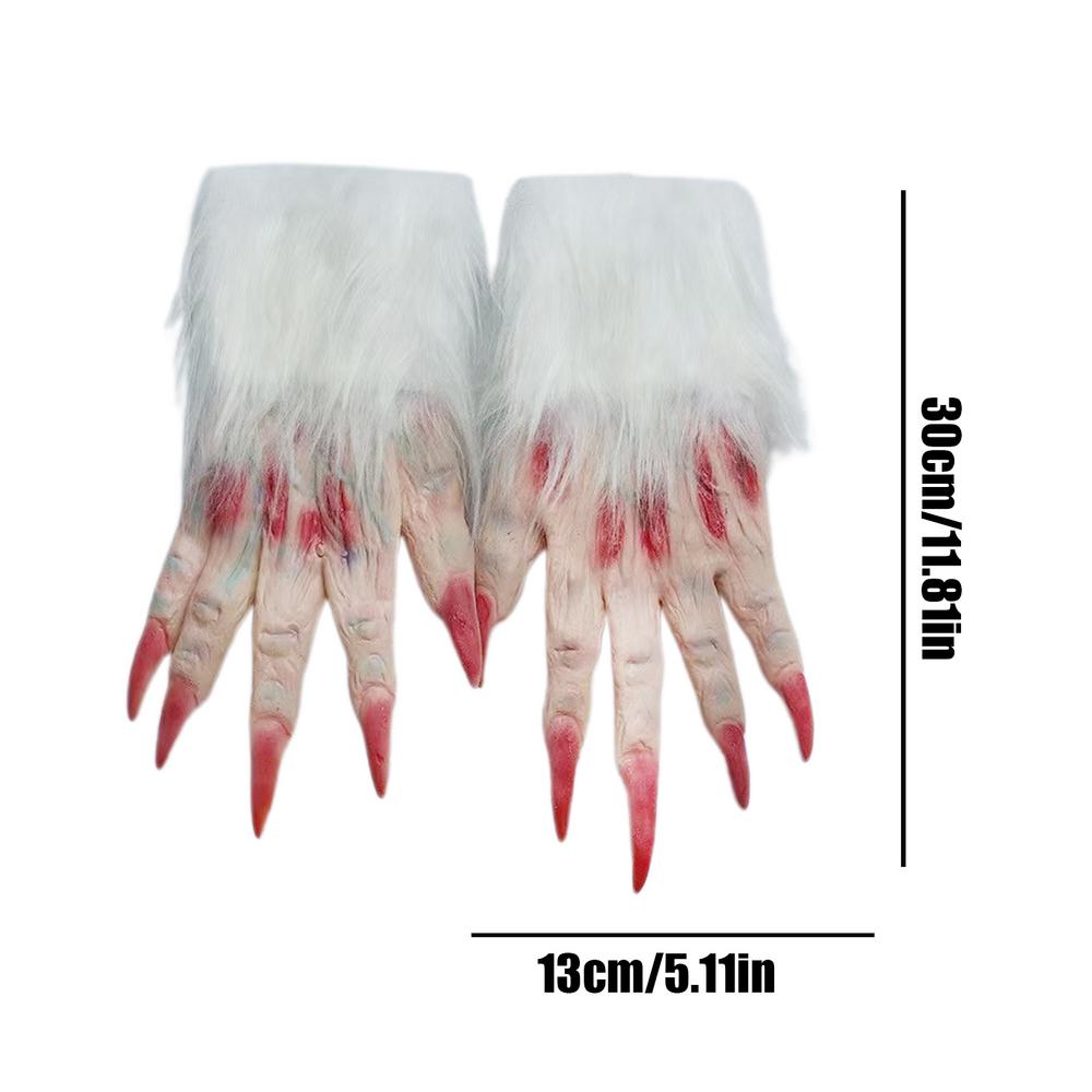 Halloween Costume Gloves 2Pcs Werewolf Gloves Wolf Claw Hands Horror Wolf Claw Gloves Suitable for Halloween Theme Party