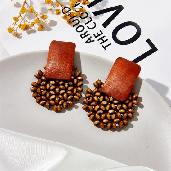 Yousheng 1 Pair Women Earrings Hollow Out Round Jewelry Exaggerated Beads Earrings for Vacation