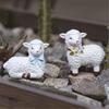 2Piece Resins Sheep Figurines Miniature Animal Ornaments for Enchanting Garden Landscape Decors and Home Desktop Display
